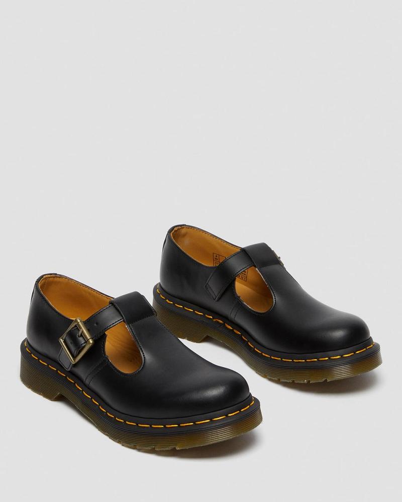 Women's Dr Martens Polley Smooth Leather Mary Janes Mary Jane Shoes Black | AU 337FDN